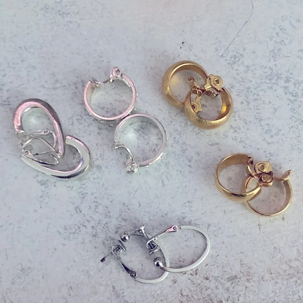 5pair vintage clip on earrings bundle